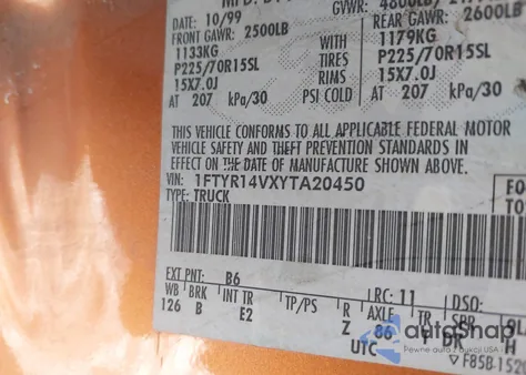 2000 Ford Ranger Xl/Xlt from USA, damaged, VIN 1FTYR14VXYTA20450